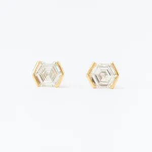 0.29 ctw Hexagon Diamond Temple Half-Bezel Studs