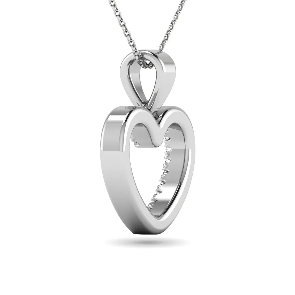 10K White Gold 1/10 Ctw Diamond Heart Pendant