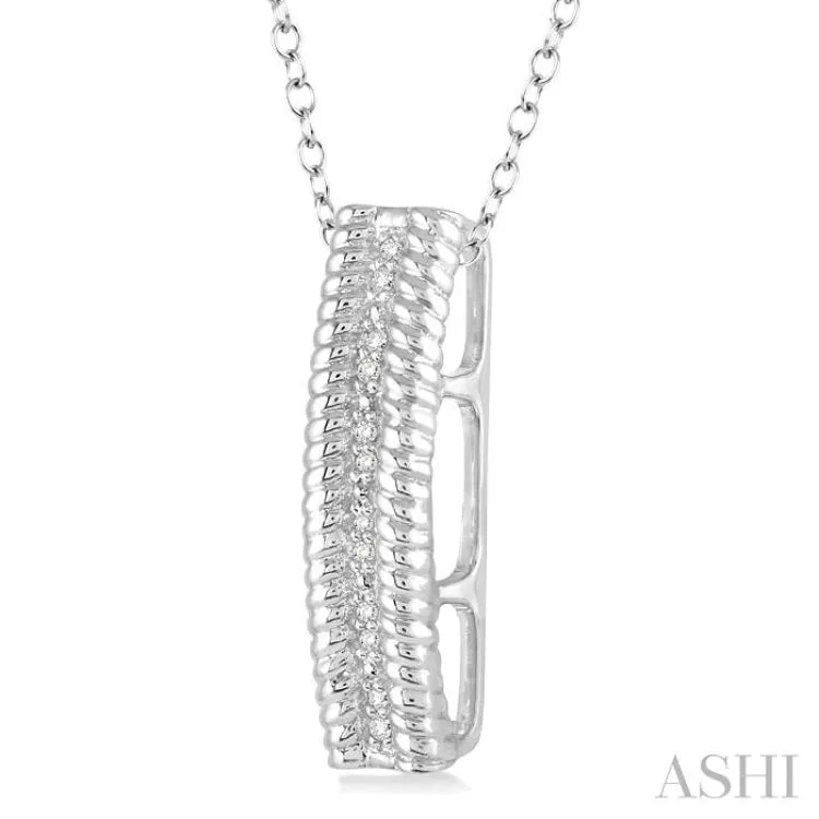 1/20 Ctw Round Cut Diamond Rope Pendant in Sterling Silver with chain