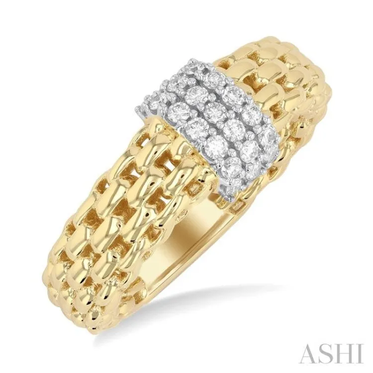 1/3 Ctw Bold Chunky Cable Chain Inspired Round Cut Diamond Fashion Ring in 14K Yellow Gold