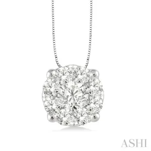 1/4 Ctw Lovebright Round Cut Diamond Pendant in 14K White Gold with Chain