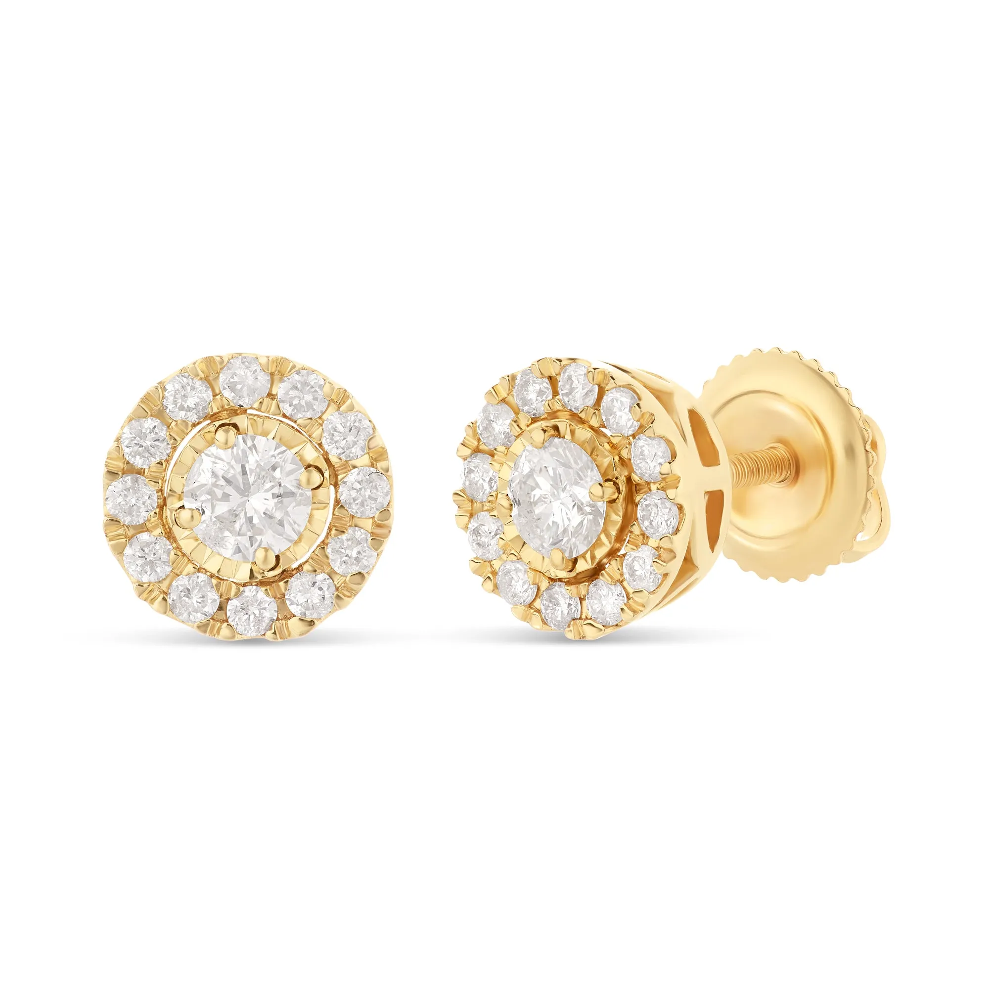 14k Gold Cluster Diamond Stud Earrings