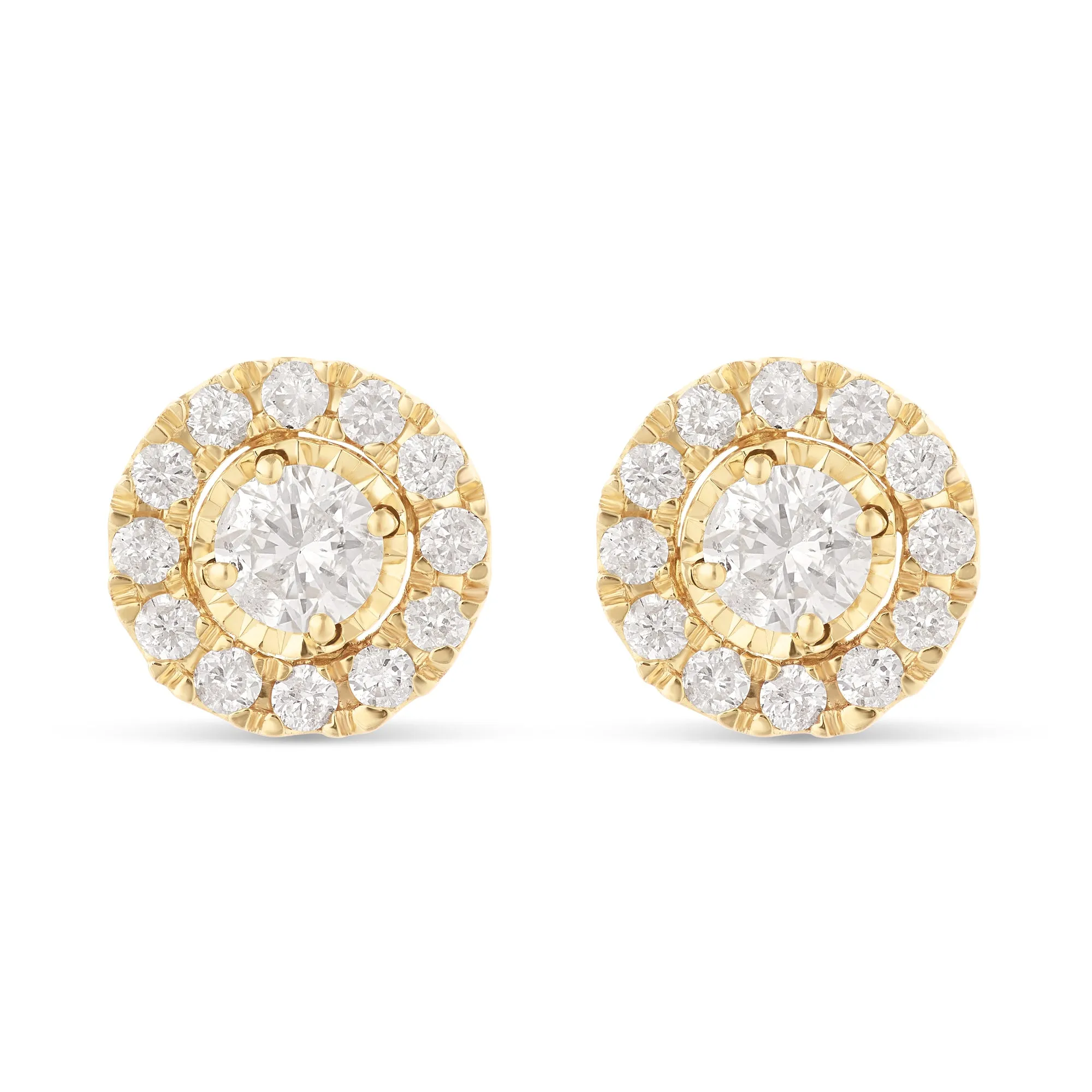 14k Gold Cluster Diamond Stud Earrings