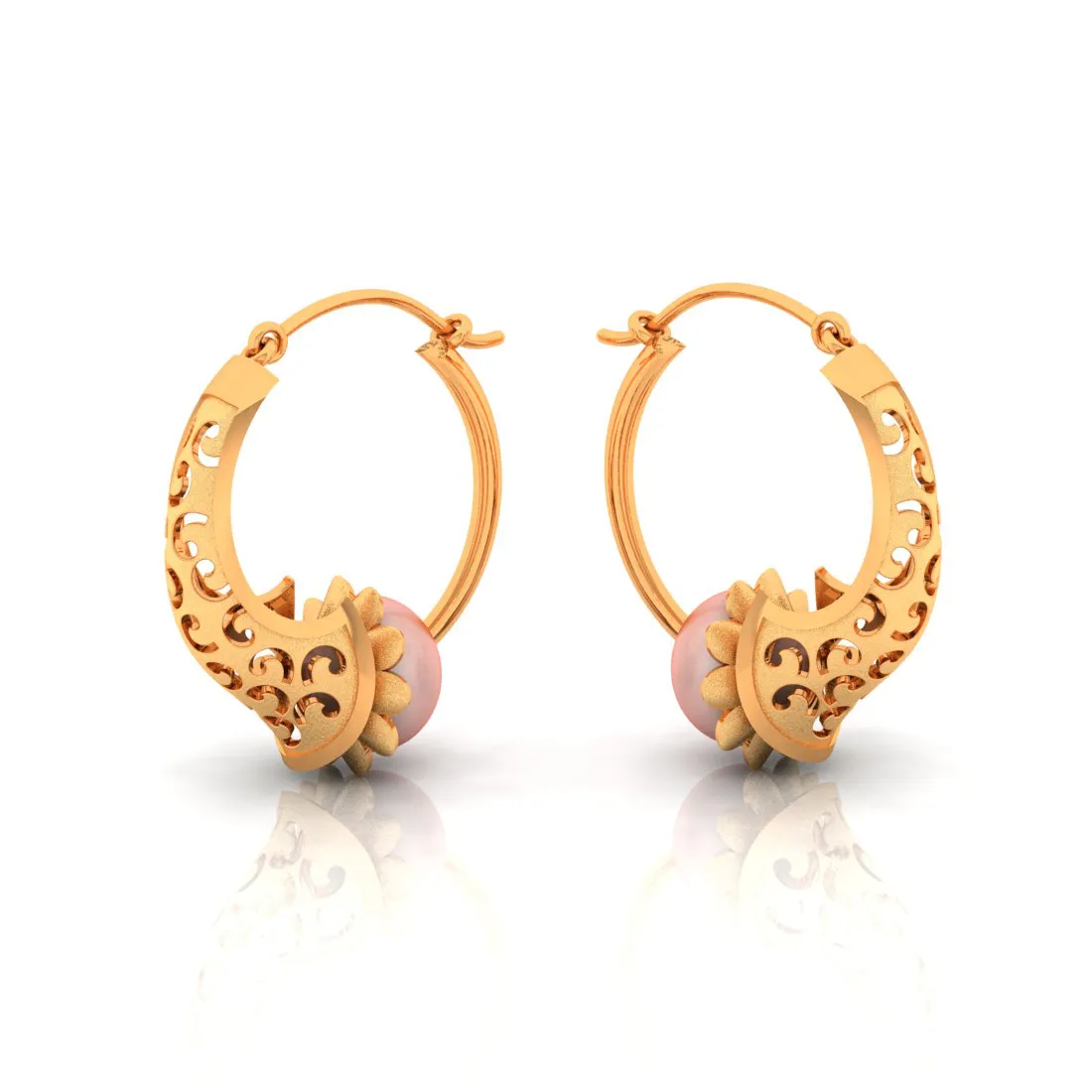 14k Unique Gold Earrings With Detailed Artistry