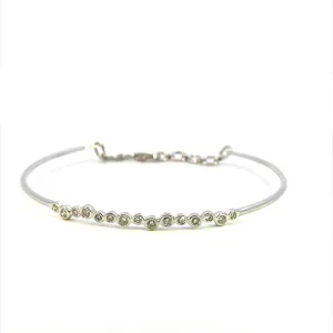 14K White Gold 0.39ctw Diamond Bubble Bangle Bracelet