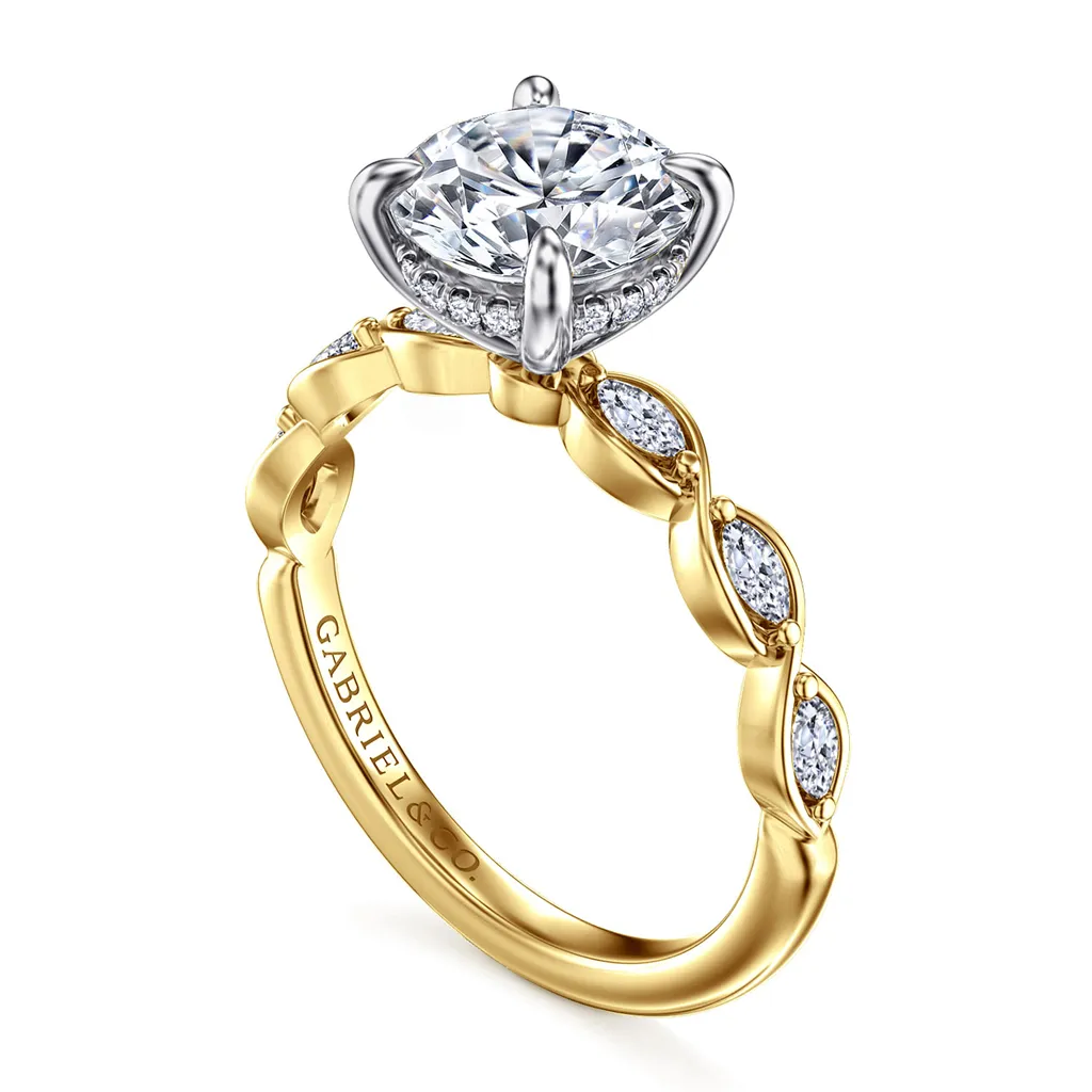 14K Yellow And White Gold 'Claudia' Hidden Halo Engagement Ring