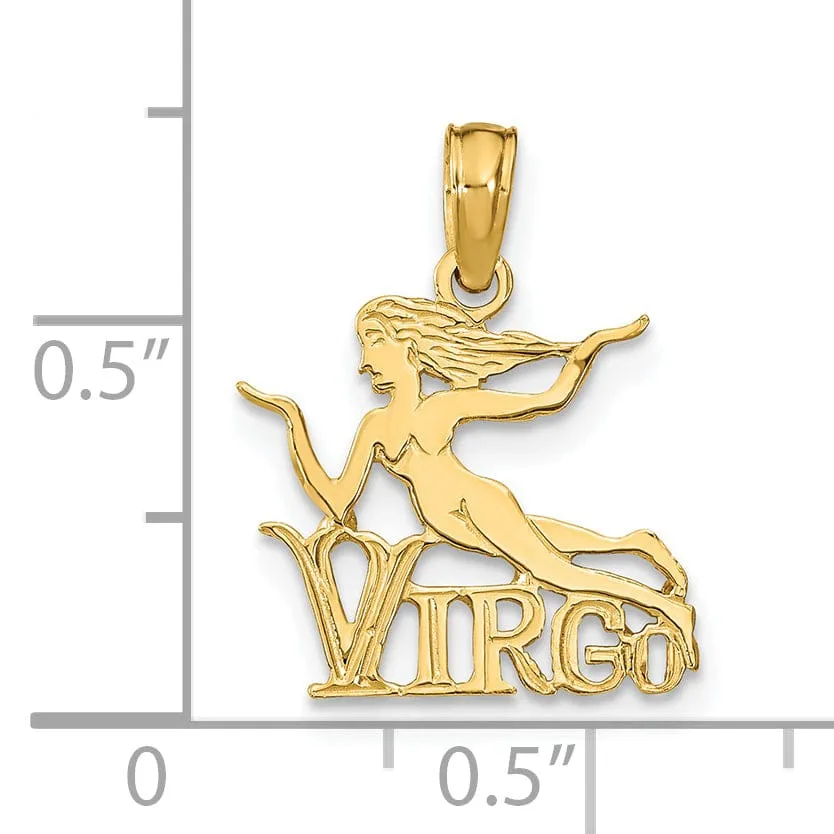 14K Yellow Gold Polished Finish Zodiac VIRGO Charm Pendant