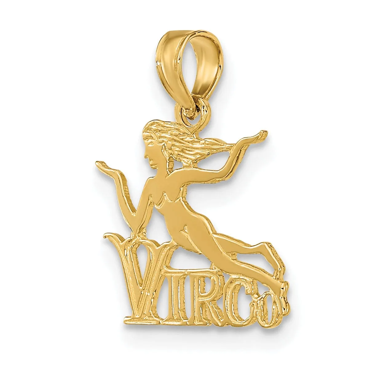 14K Yellow Gold Polished Finish Zodiac VIRGO Charm Pendant