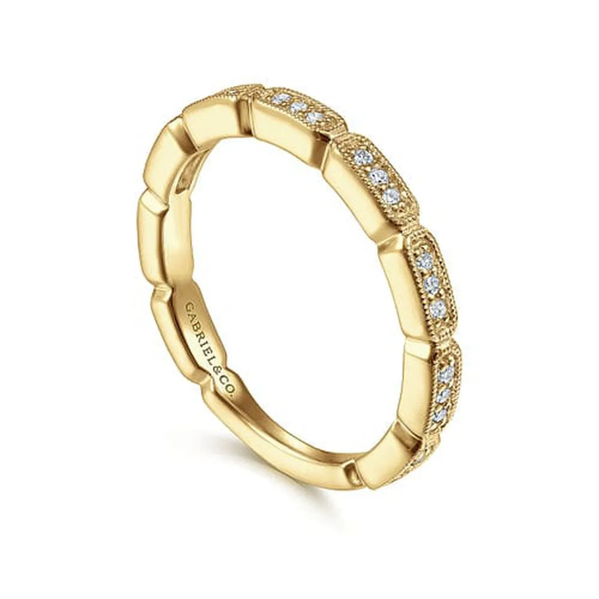 14K Yellow Gold Segmented Diamond Stackable Ring - LR51176Y45JJ