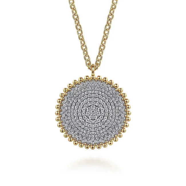 14KY Diamond Pave Medallion Charm