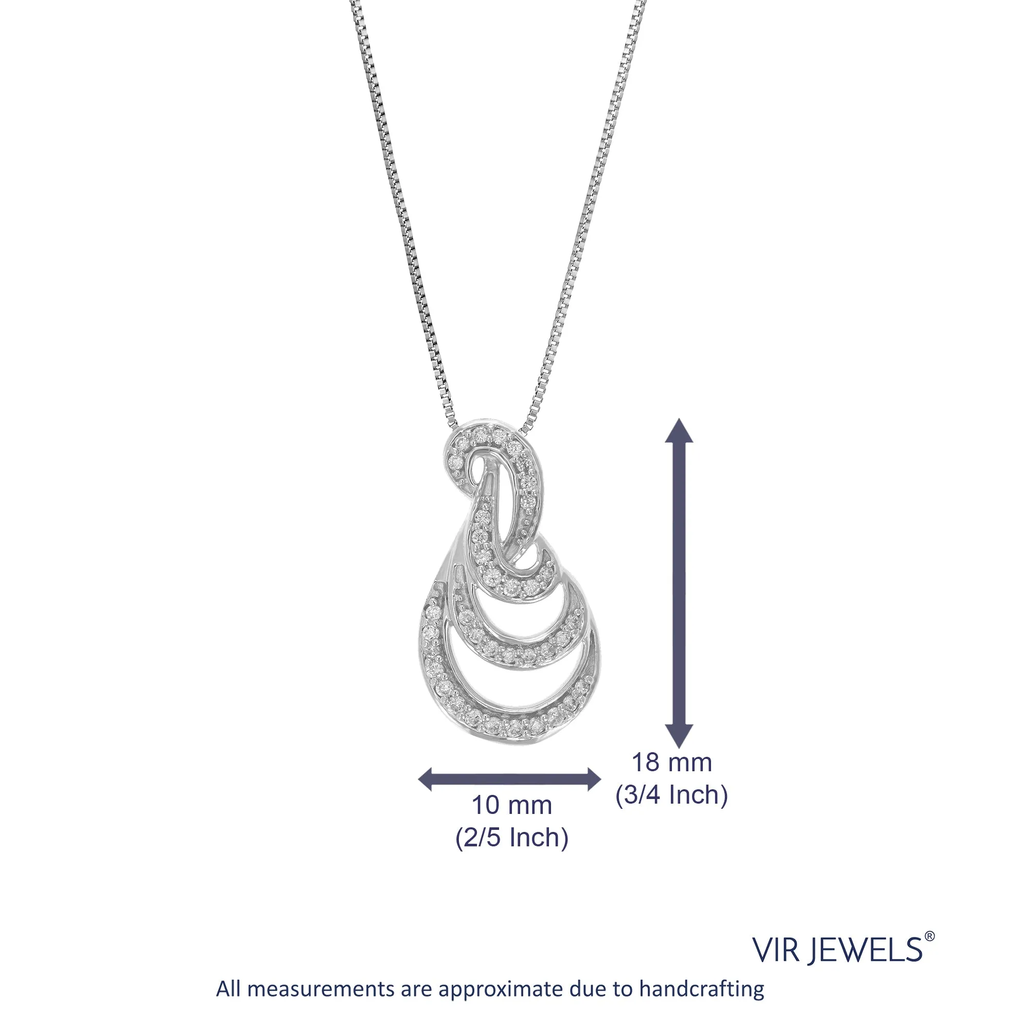 1/6 cttw Lab Grown Diamond Fashion Pendant Necklaces in Silver