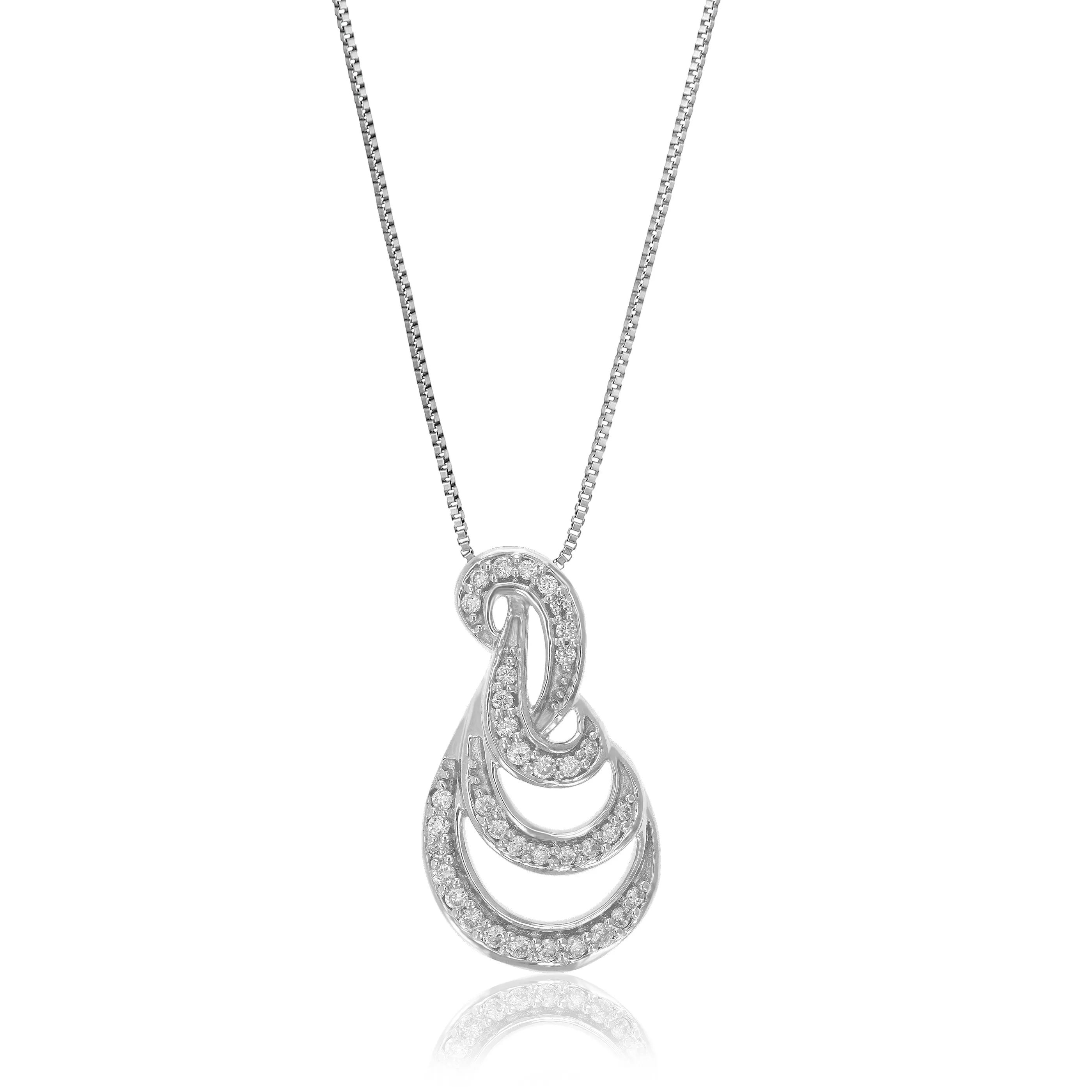 1/6 cttw Lab Grown Diamond Fashion Pendant Necklaces in Silver