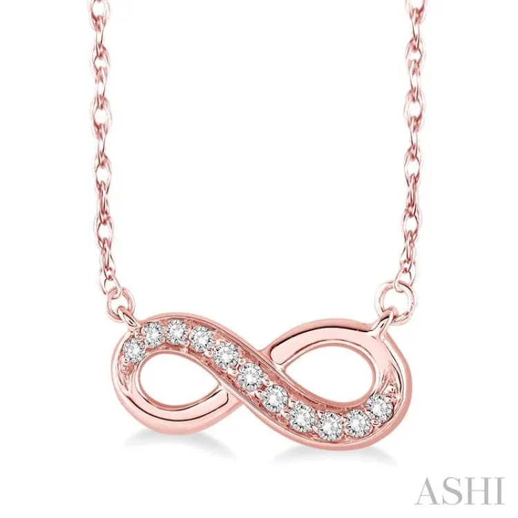 1/6 Ctw Round Cut Diamond Infinity Pendant in 10K Rose Gold with Chain