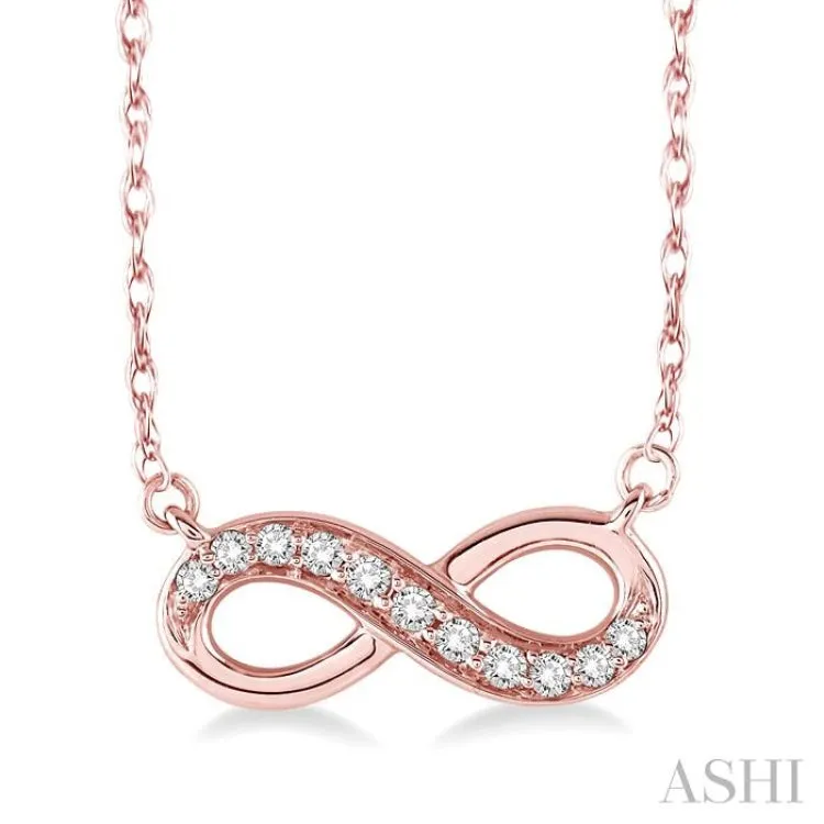 1/6 Ctw Round Cut Diamond Infinity Pendant in 10K Rose Gold with Chain