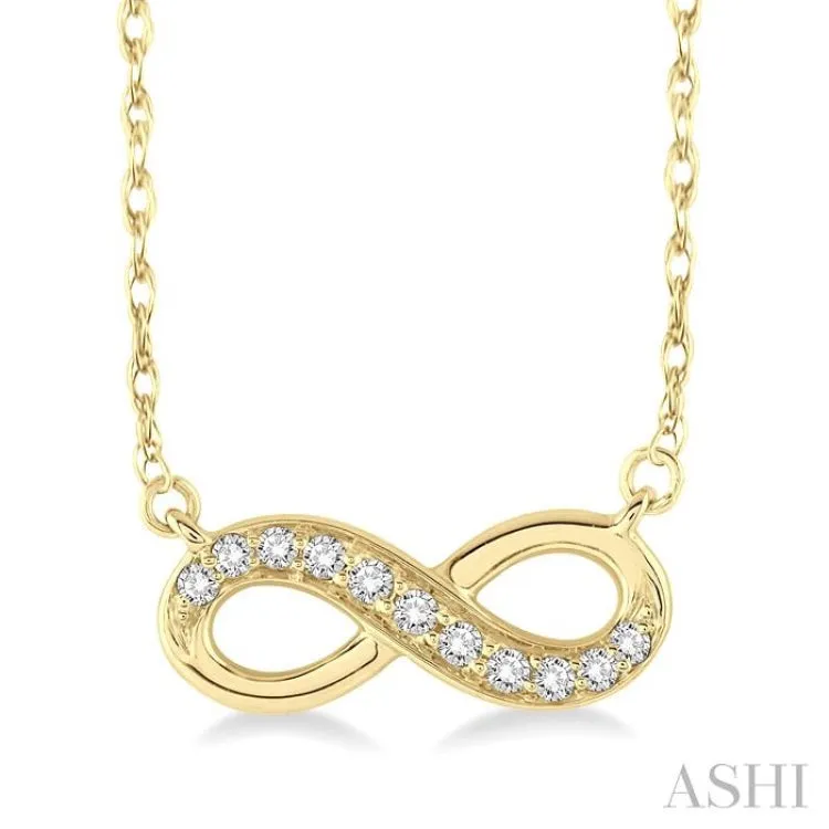 1/6 Ctw Round Cut Diamond Infinity Pendant in 14K Yellow Gold with Chain