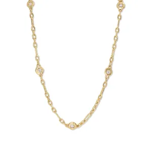 18K Diamonds by the Yard Necklace - Mixed Link 9 Diamonds