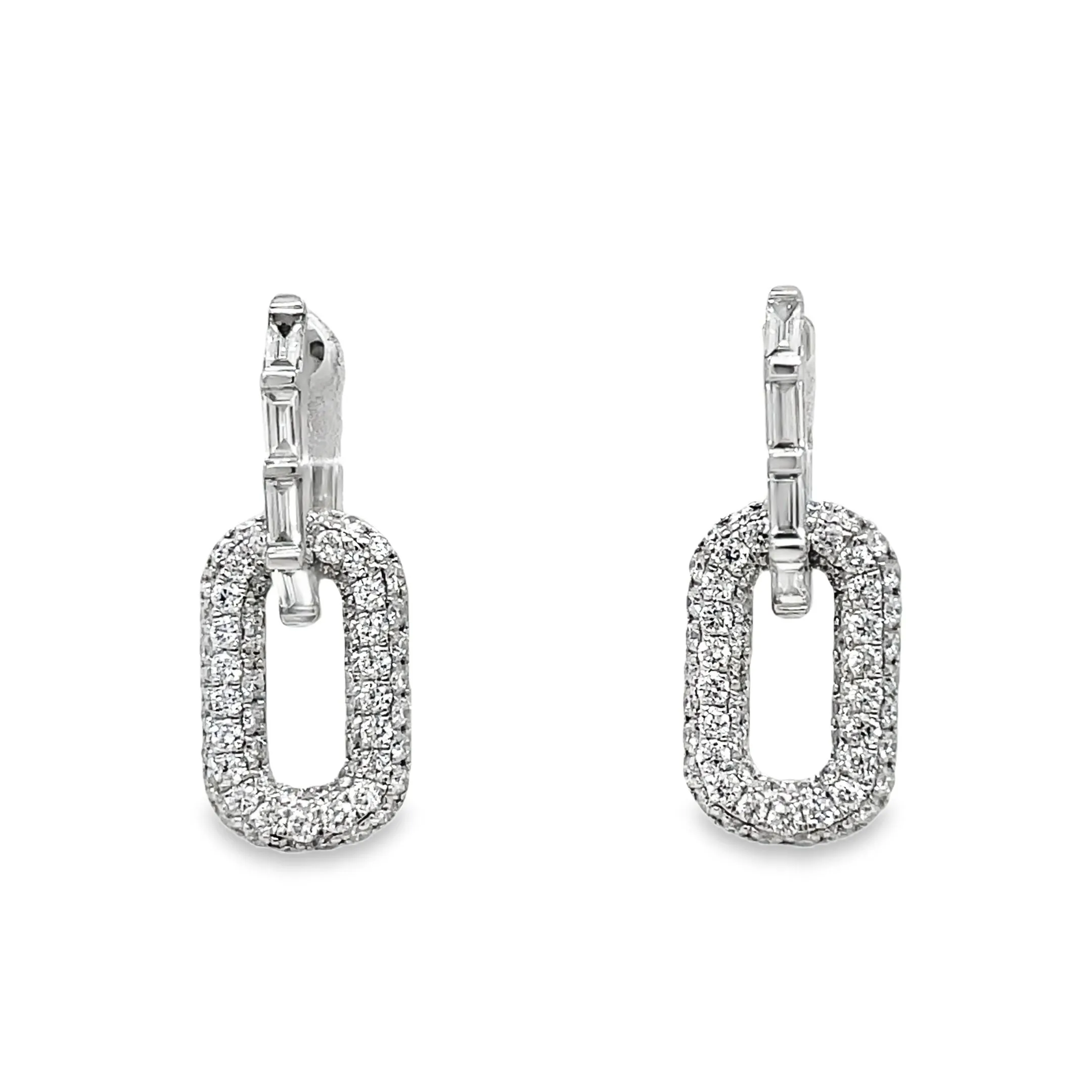 18k Double Link Mix Cut Diamond Drop Earrings