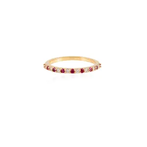 18K Gold Ruby Diamond Eternity Band