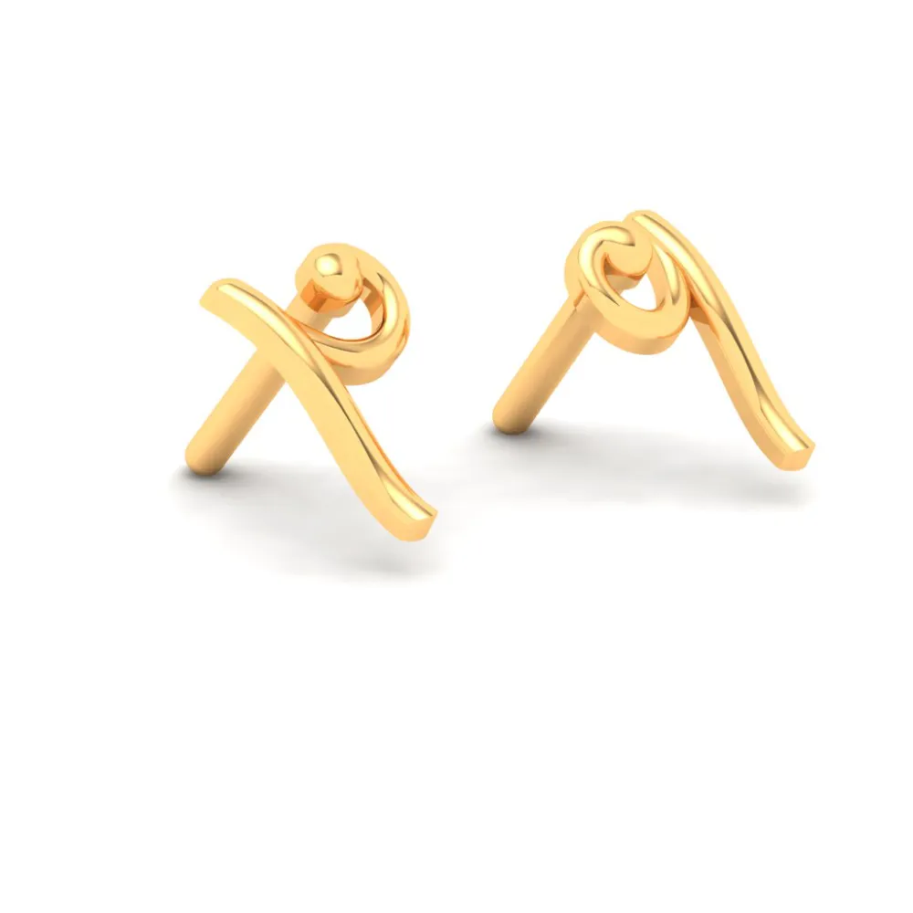 18KT Unique Shape Gold Stud Earrings From Online Exclusive Collection