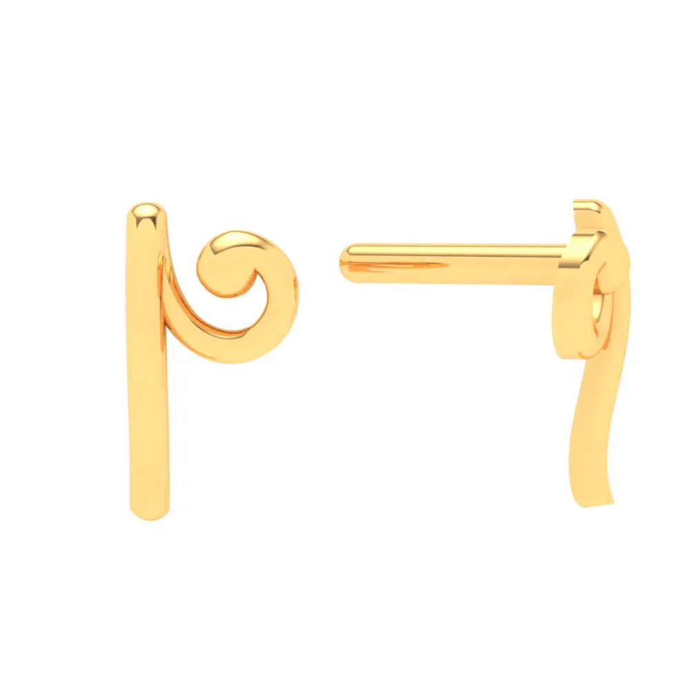 18KT Unique Shape Gold Stud Earrings From Online Exclusive Collection