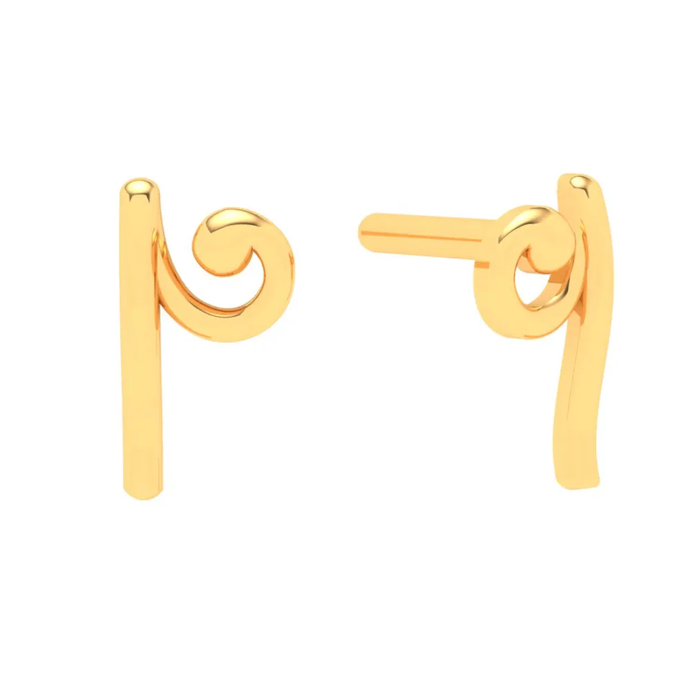 18KT Unique Shape Gold Stud Earrings From Online Exclusive Collection