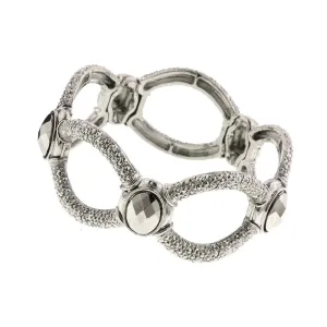 2028 Jewelry Simulated Marcasite Stone Textured Stretch Bracelet