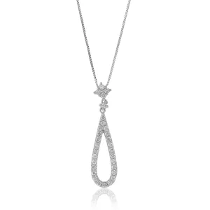 2/3 cttw Lab Grown Diamond Pear Drop Pendant Necklaces in Silver