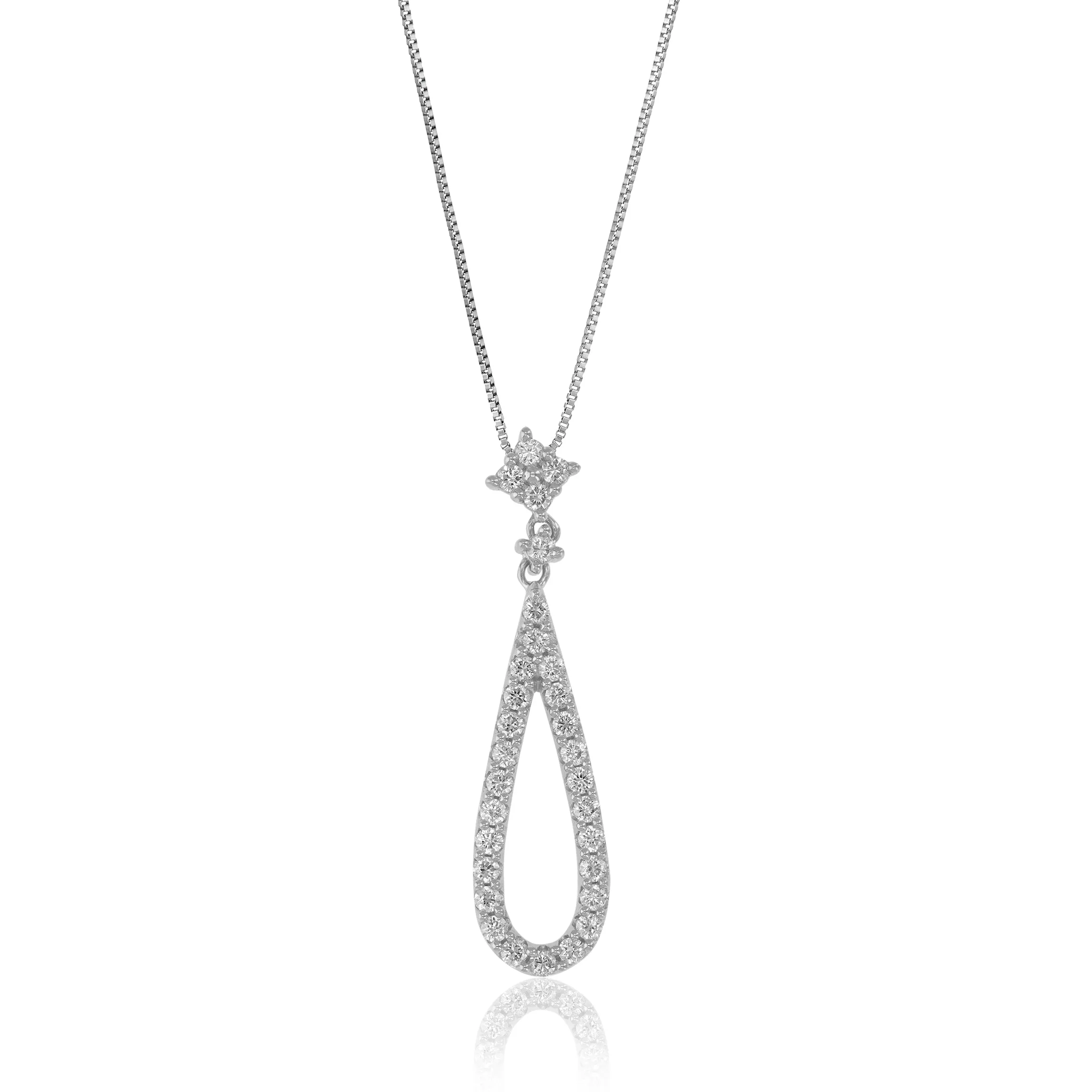 2/3 cttw Lab Grown Diamond Pear Drop Pendant Necklaces in Silver