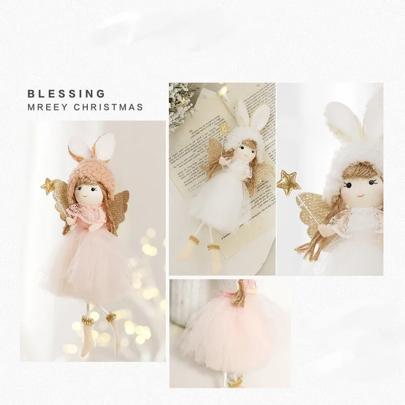 2Pcs Christmas Tree Ornaments Set Plush Dolls Pendants Home Decoration