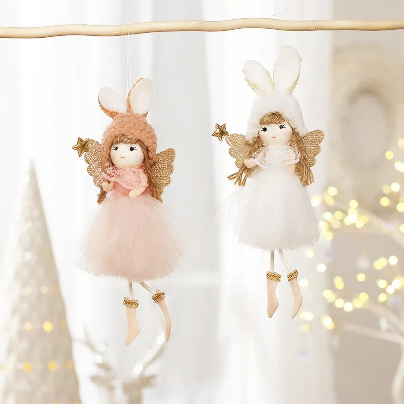 2Pcs Christmas Tree Ornaments Set Plush Dolls Pendants Home Decoration