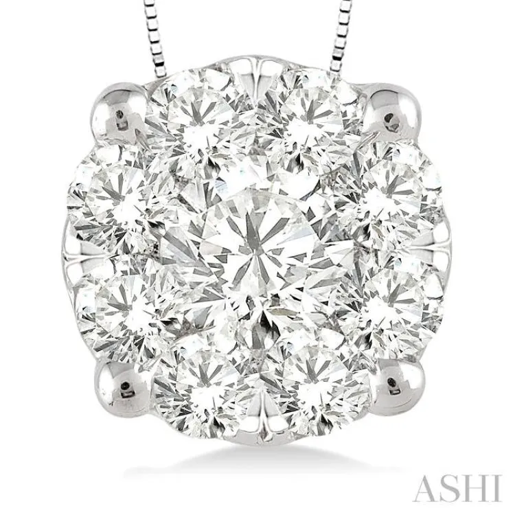 3/4 Ctw Lovebright Round Cut Diamond Pendant in 14K White Gold with Chain