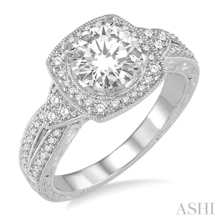 3/8 Ctw Round Diamond Semi-Mount Engagement Ring in 14K White Gold