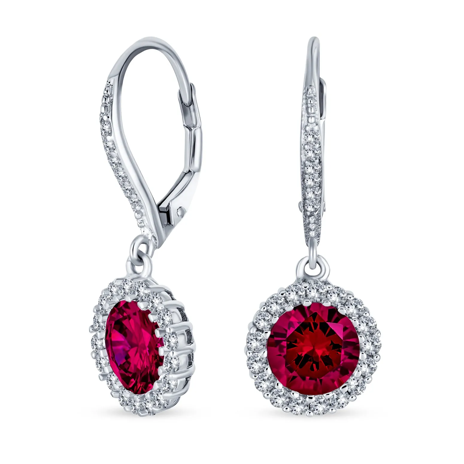 3CT Halo Solitaire CZ Dangle Chandelier Earrings  Sterling Silver Birthstone