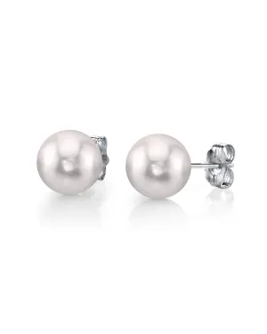 5.0-5.5mm White Akoya Round Pearl Stud Earrings