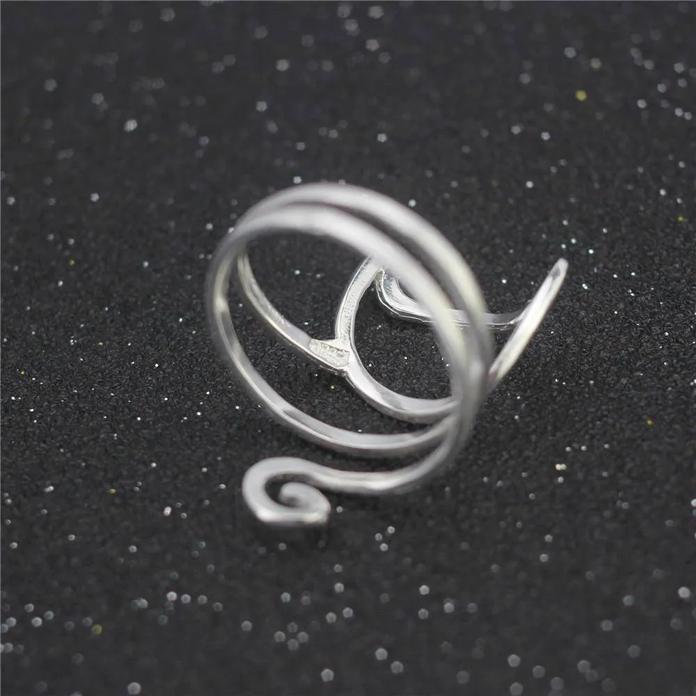 925 Sterling Silver Winding Cat adjustable Rings