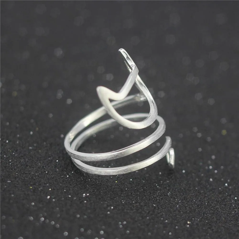 925 Sterling Silver Winding Cat adjustable Rings