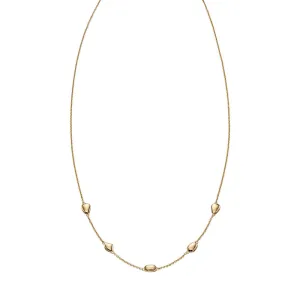 9ct Yellow Gold Organic Pebble Station Necklace GN310