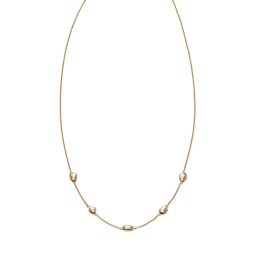 9ct Yellow Gold Organic Pebble Station Necklace GN310