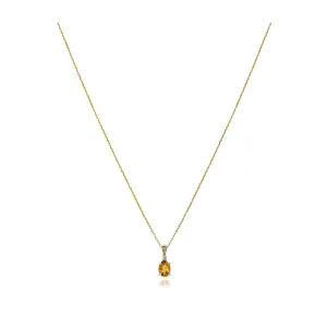 Aine Citrine and Diamond Charm Necklace