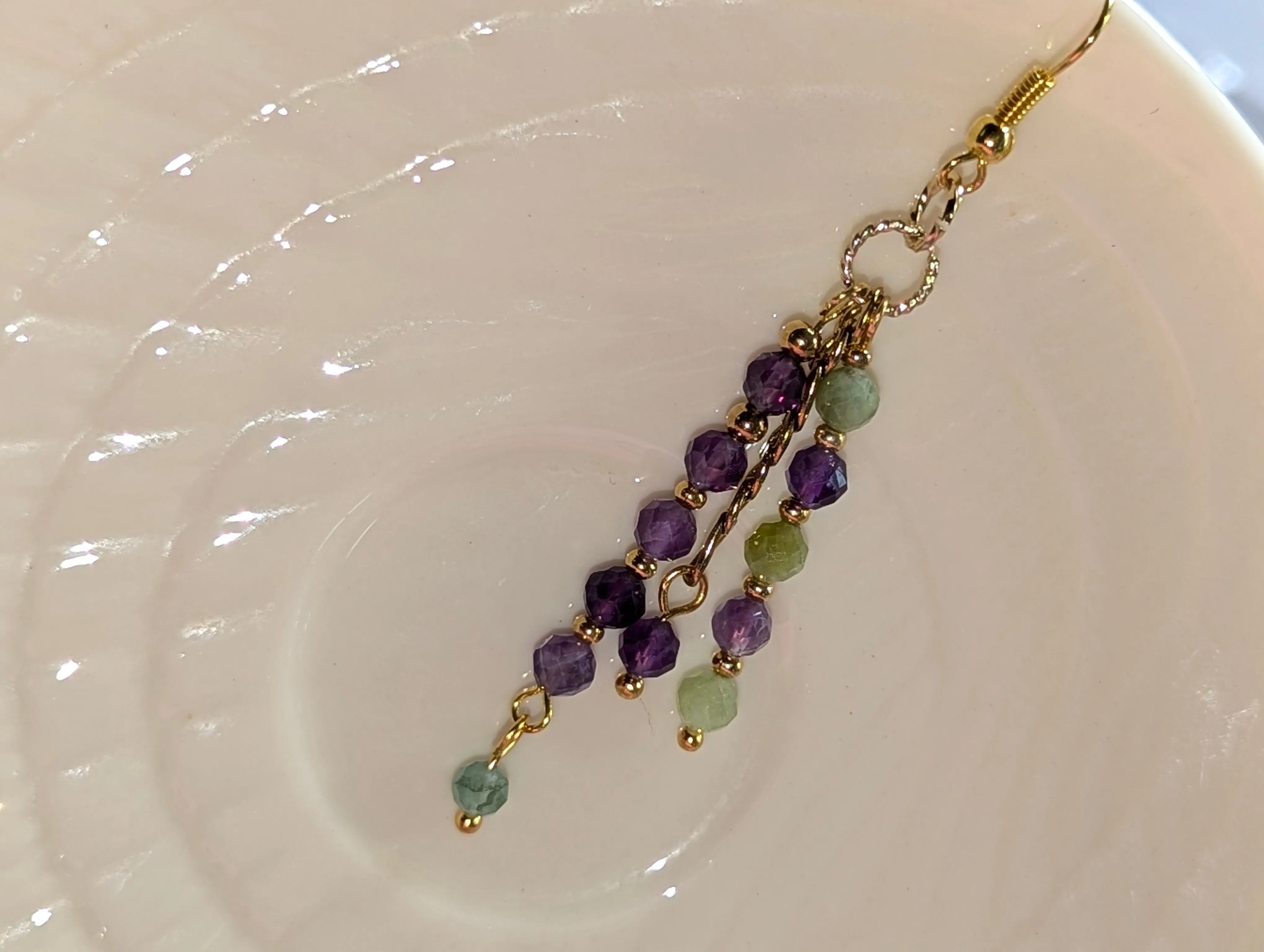 Amethyst and Prehnite dangle earrings - perfect for any occasion