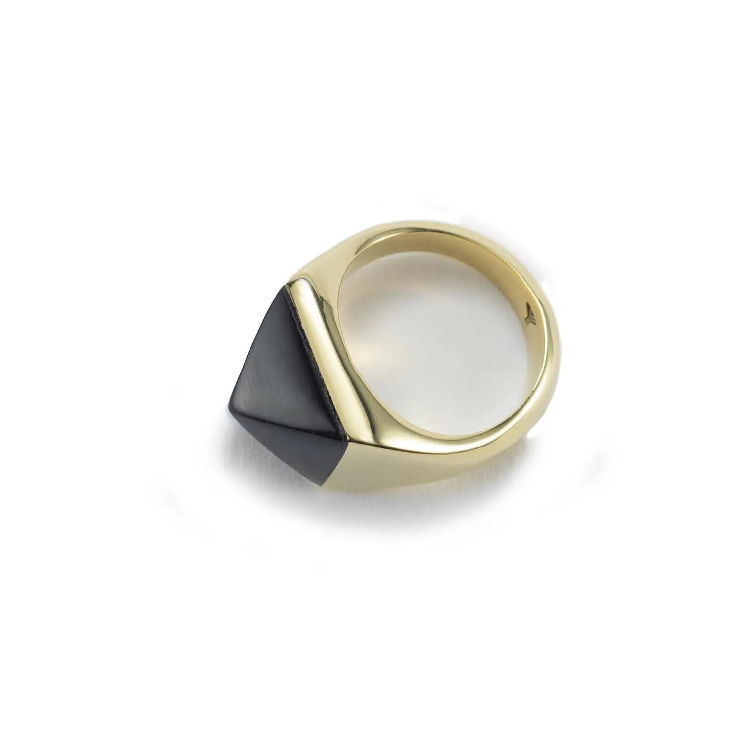 Aneko Brass And Horn Pyramid Ring