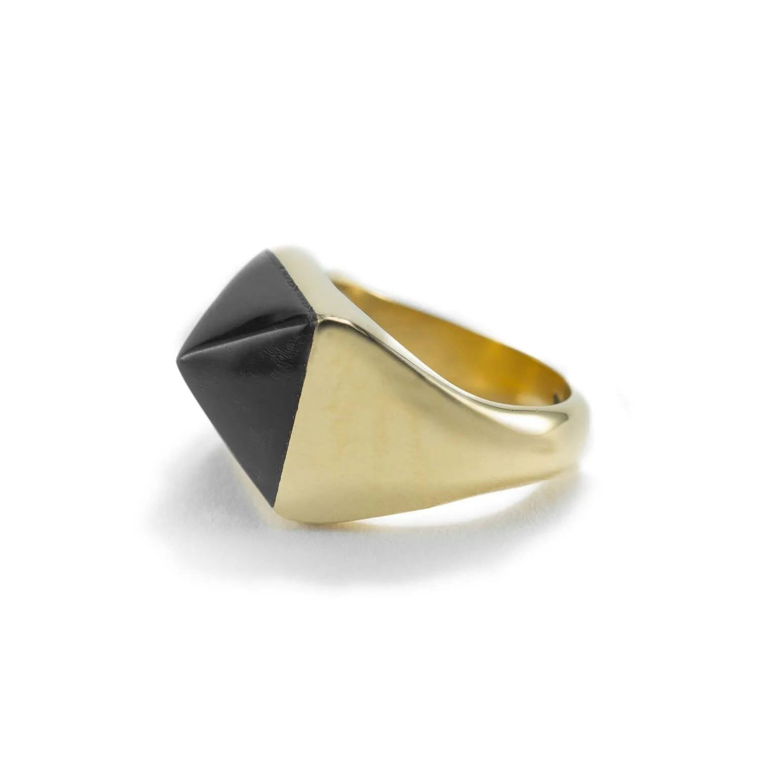 Aneko Brass And Horn Pyramid Ring