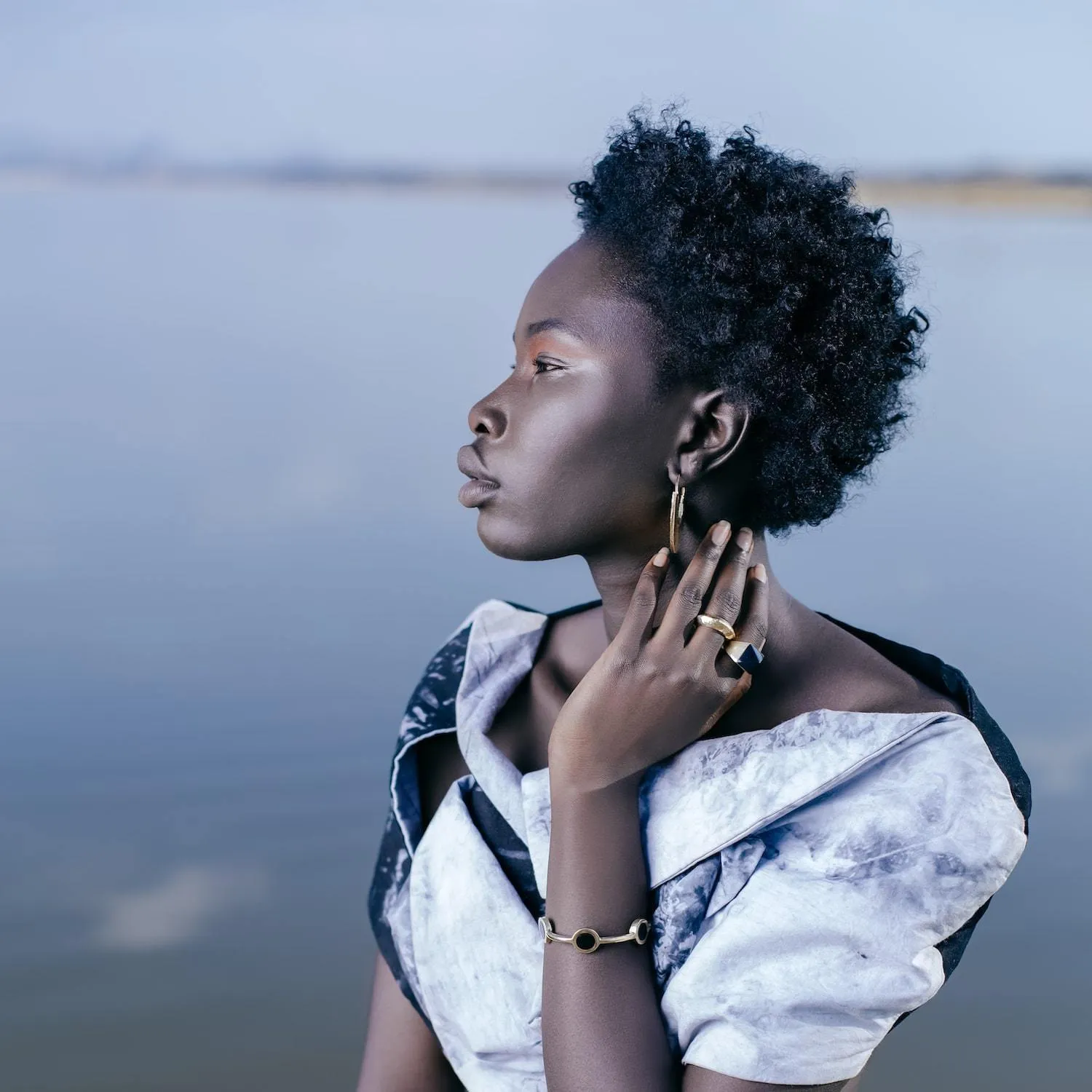 Aneko Brass And Horn Pyramid Ring