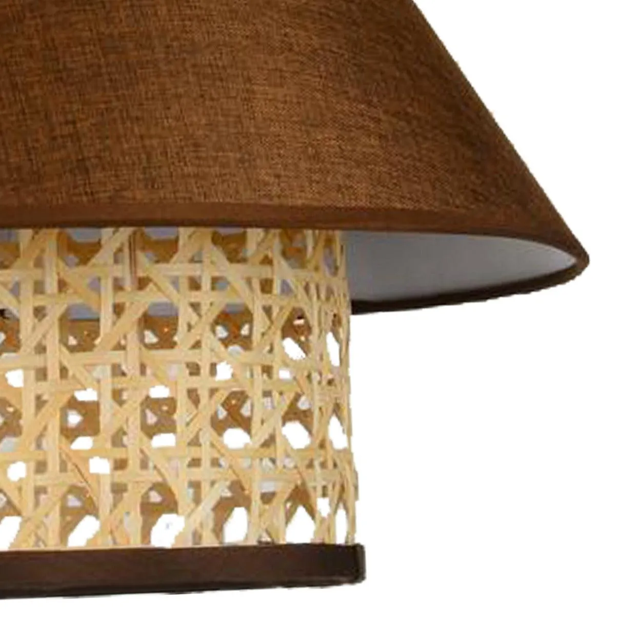 ANKUR RETRO NATURAL BAMBOO CANE AND FABRIC PENDANT LIGHT DARK BROWN