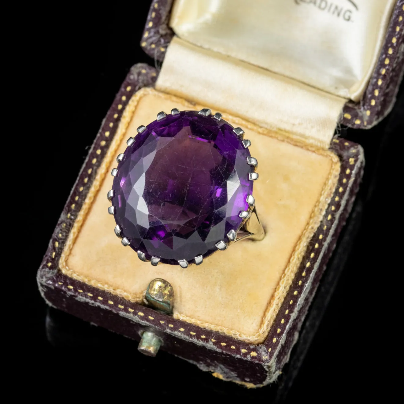 Antique Victorian 35Ct Amethyst Silver Ring Circa 1900