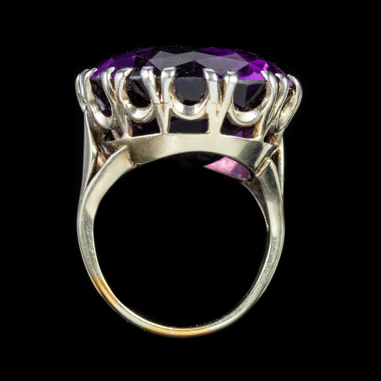 Antique Victorian 35Ct Amethyst Silver Ring Circa 1900