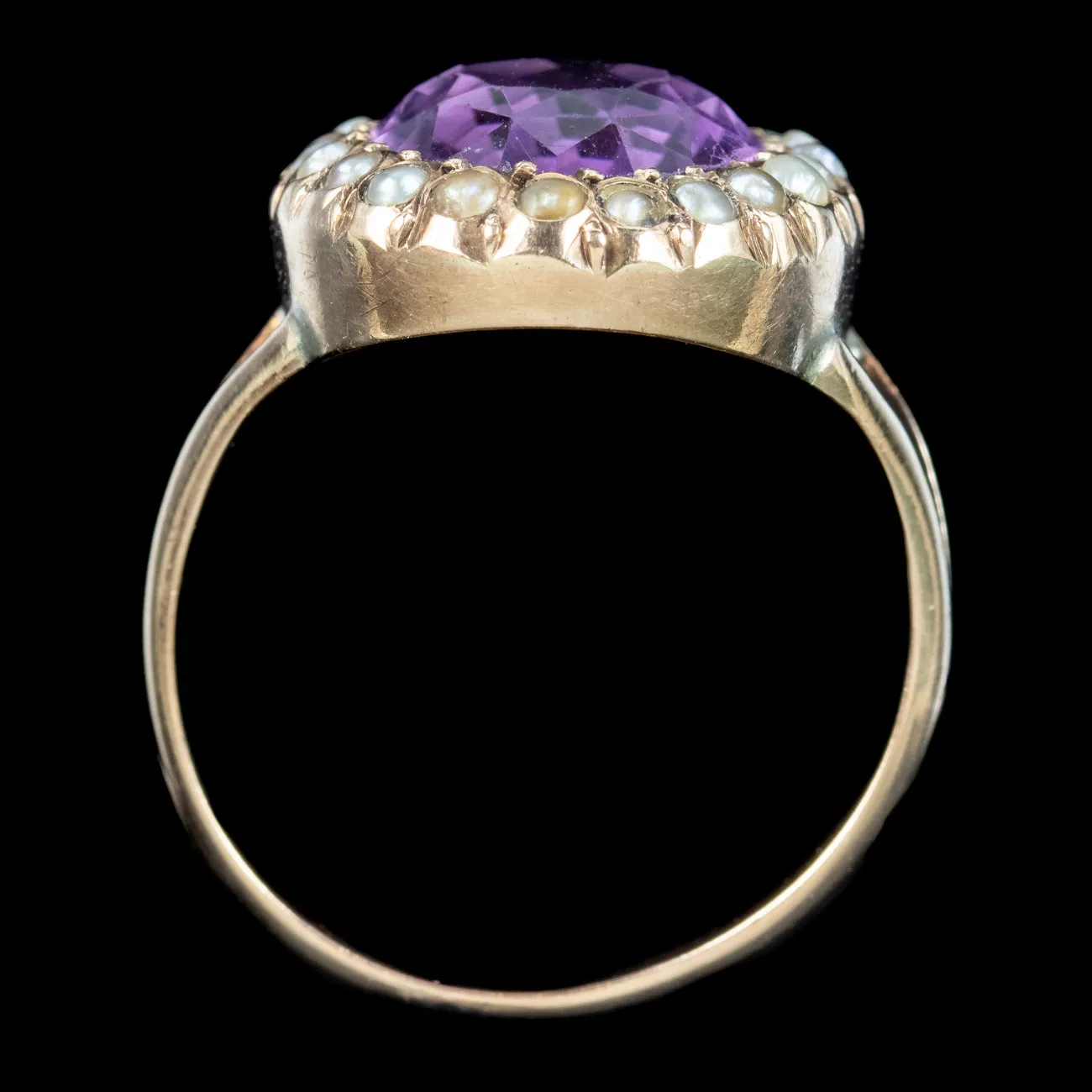 Antique Victorian Amethyst Pearl Ring 6ct Amethyst