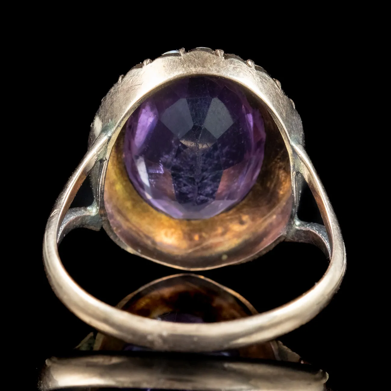 Antique Victorian Amethyst Pearl Ring 6ct Amethyst