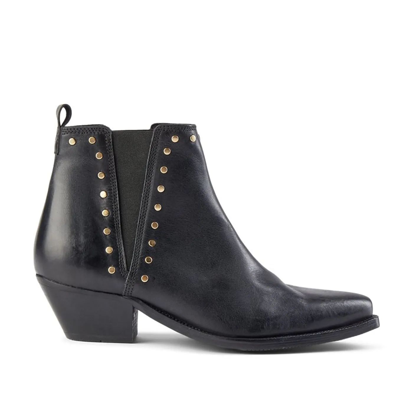 Arietta Studs Leather Chelsea Boot - BLACK