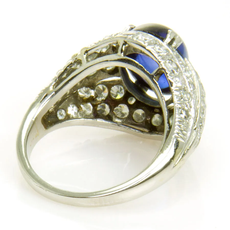 Art Deco 5.73ct Sapphire & Diamond Ring